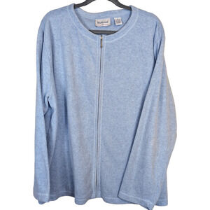 Westbound II Women's Plush Jacket, Full Zip, Scoop Neck, Light Blue, Size 2X